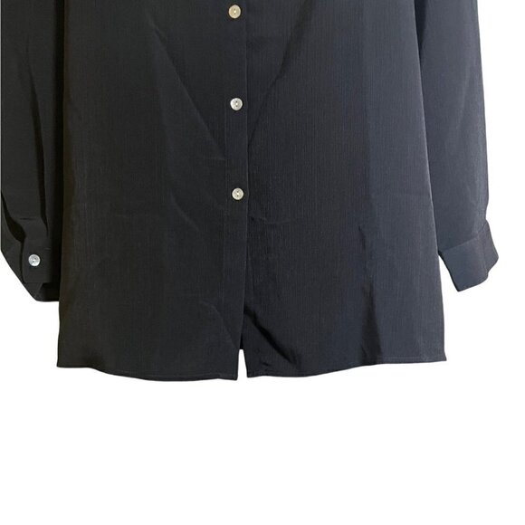 NWT Susan Graver Women's Black Crinkle Peachskin Big Shirt Size 1X - Picture 4 of 12